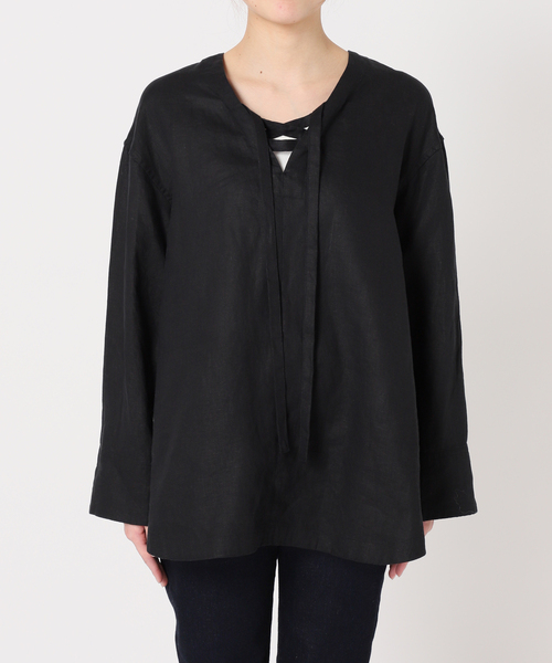 【美品】 IENA レース　レースアップブラウス リネンレースアップブラウス（シャツ/ブラウス）｜SLOBE IENA