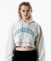【RUNNING HIGH 】アーチ ロゴ レイヤード クロップ フーディー / ARCH LOGO LAYERED CROP HOODIE
