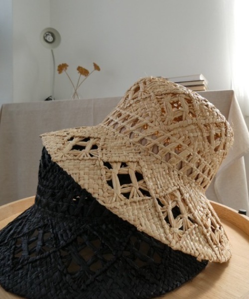 TRUNC（トランクエイティーエイト）の「Bohemian Bucket Raffia Hat（キャップ・レディース・ベージュ/ブラック・FREE）」の14枚目の写真