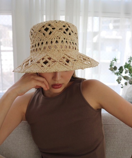 TRUNC（トランクエイティーエイト）の「Bohemian Bucket Raffia Hat（キャップ・レディース・ベージュ/ブラック・FREE）」の10枚目の写真
