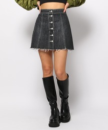 【JAPAN FABRIC】フロントボタンデニムミニスカート