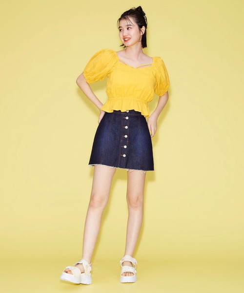 希少 90s フランス製 アニエスベー フロントボタンデニムスカート 36 agnes b. - 希少 90s フランス製 アニエスベー フロントボタン