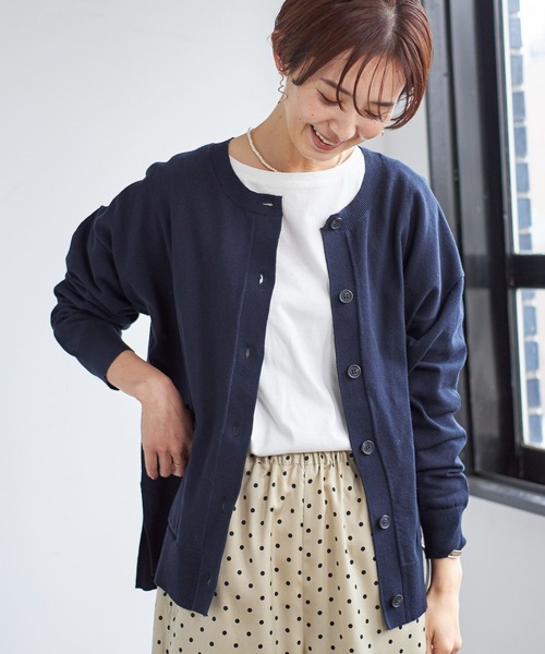 LEPSIM(レプシィム)の「12ゲージ洗えるクルーカーディガン 185800(ニット/セーター・レディース・オレンジ/ネイビー/グレイッシュベージュ・FREE)」の16枚目の写真