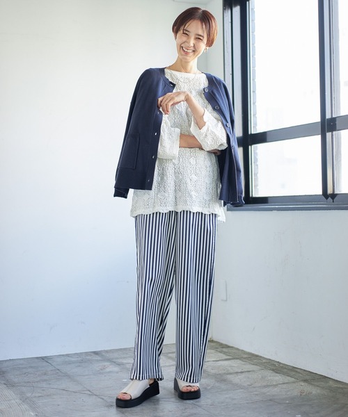 LEPSIM(レプシィム)の「12ゲージ洗えるクルーカーディガン 185800(ニット/セーター・レディース・オレンジ/ネイビー/グレイッシュベージュ・FREE)」の20枚目の写真