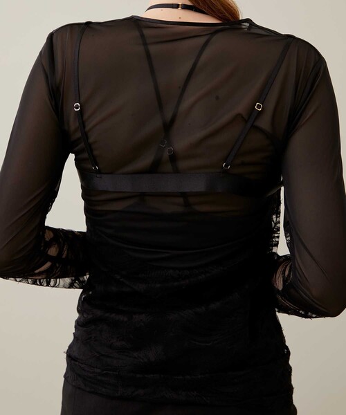 【TASHA】黒トップス1101 テキスト入りクロップド丈トップス - ブラック | ZARA Japan / 日本
