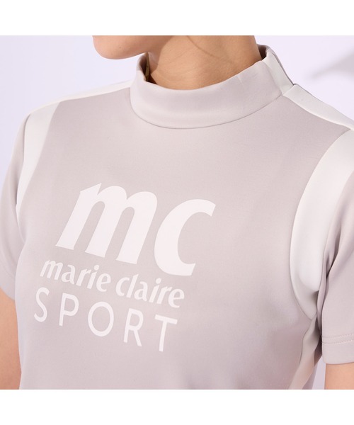 marie claire(マリ・クレール)の「marie claire GOLF/マリクレール ゴルフ ゴルフウェア ライン柄 ブランド ロゴ 伸縮素材 UVカット モックネック 半袖 シャツ(Tシャツ/カットソー・レディース・ブラック/ライトグレー/ブルー・L/M/LL/S)」の11枚目の写真