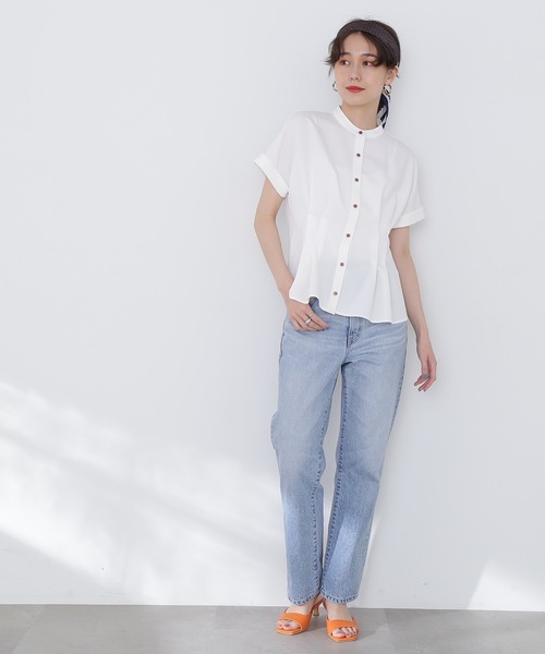 N.(N. Natural Beauty Basic)(エヌエヌナチュラルビューティーベーシック)の「◆ウエストタック麻調ブラウス(シャツ/ブラウス・レディース・ブラウン/オフホワイト/グリーン・MEDIUM)」の16枚目の写真