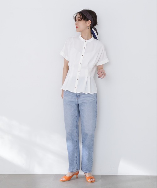 N.(N. Natural Beauty Basic)(エヌエヌナチュラルビューティーベーシック)の「◆ウエストタック麻調ブラウス(シャツ/ブラウス・レディース・ブラウン/オフホワイト/グリーン・MEDIUM)」の10枚目の写真