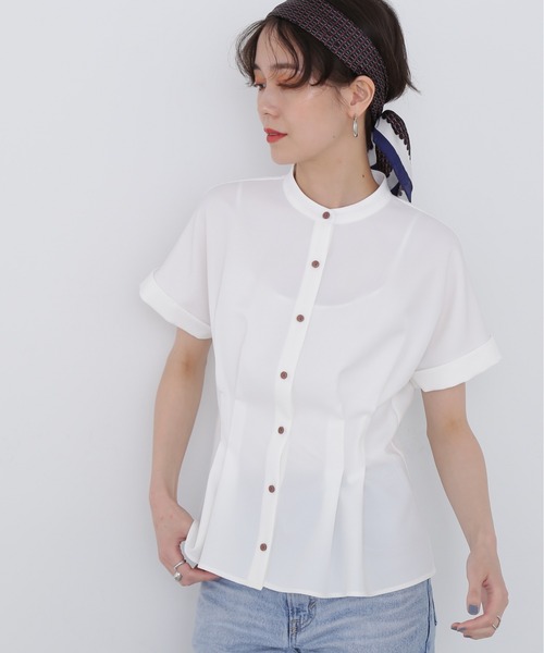 N.(N. Natural Beauty Basic)(エヌエヌナチュラルビューティーベーシック)の「◆ウエストタック麻調ブラウス(シャツ/ブラウス・レディース・ブラウン/オフホワイト/グリーン・MEDIUM)」の21枚目の写真