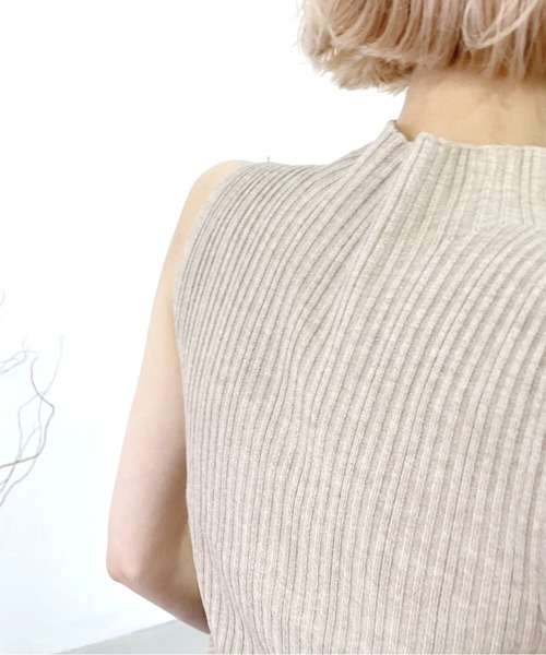 HYSTERIC ノースリーブニット 定番】シルクリブ ハイネック ノースリーブニット（ニット）｜Cruciani