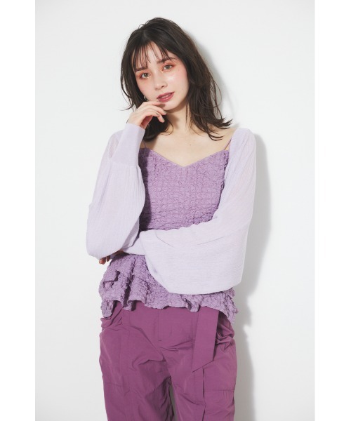 rienda（リエンダ）の「バックベルトボレロ 春服（カーディガン/ボレロ・レディース・ホワイト/ライトパープル/ベージュ/ブラック・FREE）」の4枚目の写真