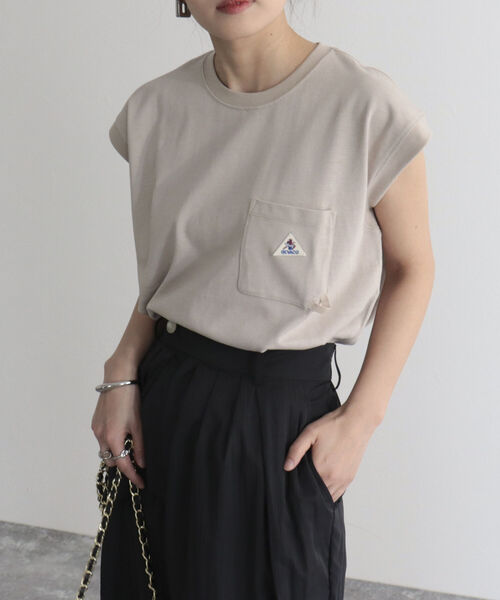 GEVACO（ゲバコ）の「【GEVACO/ゲバコ】ヘビー天竺フレンチスリーブＴシャツ（Tシャツ/カットソー・レディース・サックスブルー/ベージュ/サーモンピンク/オフホワイト/チャコールグレー・38/36）」の4枚目の写真