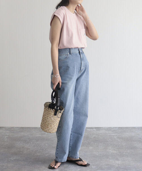 GEVACO（ゲバコ）の「【GEVACO/ゲバコ】ヘビー天竺フレンチスリーブＴシャツ（Tシャツ/カットソー・レディース・サックスブルー/ベージュ/サーモンピンク/オフホワイト/チャコールグレー・38/36）」の6枚目の写真