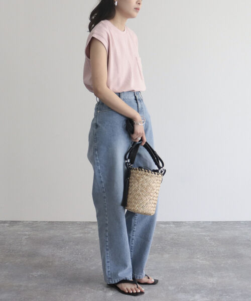 GEVACO（ゲバコ）の「【GEVACO/ゲバコ】ヘビー天竺フレンチスリーブＴシャツ（Tシャツ/カットソー・レディース・サックスブルー/ベージュ/サーモンピンク/オフホワイト/チャコールグレー・38/36）」の7枚目の写真