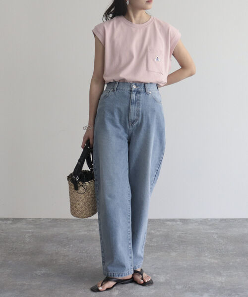 GEVACO（ゲバコ）の「【GEVACO/ゲバコ】ヘビー天竺フレンチスリーブＴシャツ（Tシャツ/カットソー・レディース・サックスブルー/ベージュ/サーモンピンク/オフホワイト/チャコールグレー・38/36）」の8枚目の写真