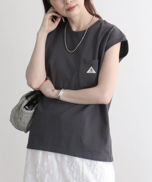 GEVACO（ゲバコ）の「【GEVACO/ゲバコ】ヘビー天竺フレンチスリーブＴシャツ（Tシャツ/カットソー・レディース・サックスブルー/ベージュ/サーモンピンク/オフホワイト/チャコールグレー・38/36）」の9枚目の写真