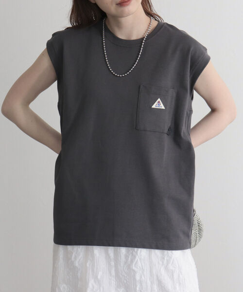 GEVACO（ゲバコ）の「【GEVACO/ゲバコ】ヘビー天竺フレンチスリーブＴシャツ（Tシャツ/カットソー・レディース・サックスブルー/ベージュ/サーモンピンク/オフホワイト/チャコールグレー・38/36）」の11枚目の写真