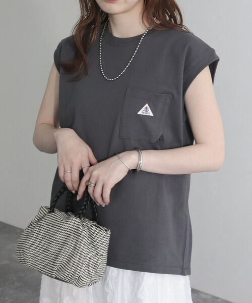 GEVACO（ゲバコ）の「【GEVACO/ゲバコ】ヘビー天竺フレンチスリーブＴシャツ（Tシャツ/カットソー・レディース・サックスブルー/ベージュ/サーモンピンク/オフホワイト/チャコールグレー・38/36）」の12枚目の写真