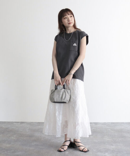 GEVACO（ゲバコ）の「【GEVACO/ゲバコ】ヘビー天竺フレンチスリーブＴシャツ（Tシャツ/カットソー・レディース・サックスブルー/ベージュ/サーモンピンク/オフホワイト/チャコールグレー・38/36）」の13枚目の写真