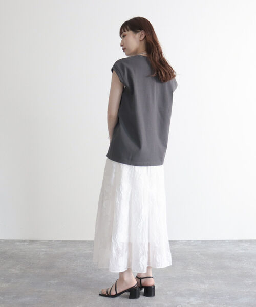 GEVACO（ゲバコ）の「【GEVACO/ゲバコ】ヘビー天竺フレンチスリーブＴシャツ（Tシャツ/カットソー・レディース・サックスブルー/ベージュ/サーモンピンク/オフホワイト/チャコールグレー・38/36）」の14枚目の写真