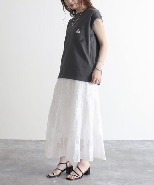 GEVACO（ゲバコ）の「【GEVACO/ゲバコ】ヘビー天竺フレンチスリーブＴシャツ（Tシャツ/カットソー・レディース・サックスブルー/ベージュ/サーモンピンク/オフホワイト/チャコールグレー・38/36）」の15枚目の写真