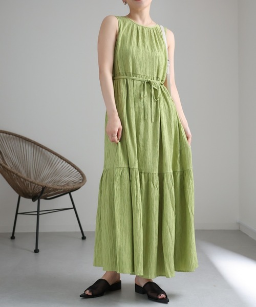 セール】バックリボンティアードノースリワンピース（ワンピース）｜ap