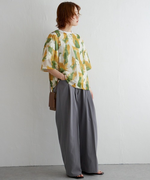 notch.(ノッチ)の「水彩柄シアーTシャツ(Tシャツ/カットソー・レディース・ネイビー/ブラウン/イエロー・M)」の16枚目の写真