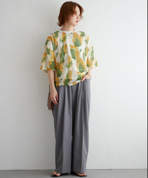 notch.(ノッチ)の「水彩柄シアーTシャツ(Tシャツ/カットソー・レディース・ネイビー/ブラウン/イエロー・M)」の17枚目の写真