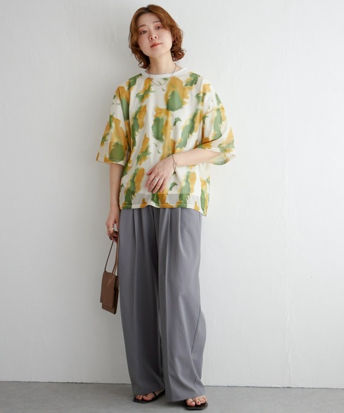 notch.(ノッチ)の「水彩柄シアーTシャツ(Tシャツ/カットソー・レディース・ネイビー/ブラウン/イエロー・M)」の18枚目の写真