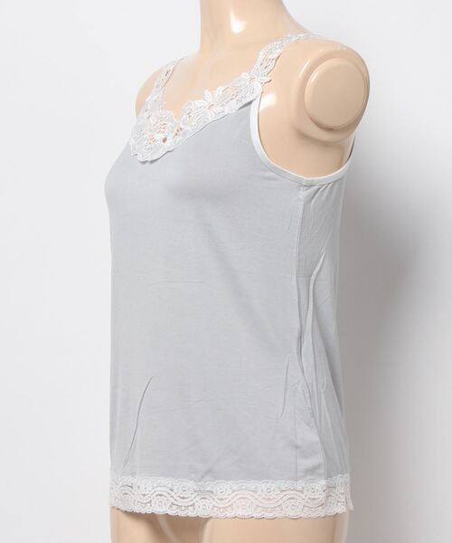 Doux archives(ドゥアルシーヴ)の「レーヨンレースキャミ(キャミソール・レディース・グレー/オフホワイト/ブラック・FREE)」の5枚目の写真