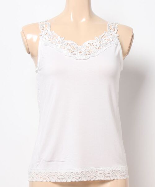Doux archives(ドゥアルシーヴ)の「レーヨンレースキャミ(キャミソール・レディース・グレー/オフホワイト/ブラック・FREE)」の9枚目の写真