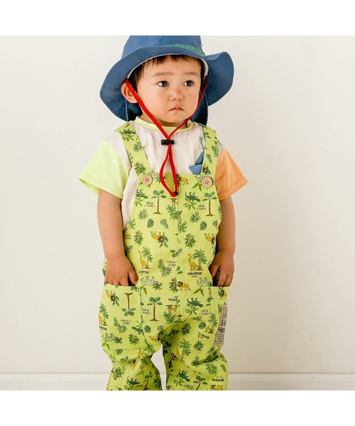 SLAP SLIP（スラップスリップ）の「【お揃い】綿麻フルーツ柄アニマルサファリ柄サロペット(80~120cm)（つなぎ/オールインワン・キッズ・グリーン系その他/ブルー系その他・120/90/80/100/110）」の11枚目の写真