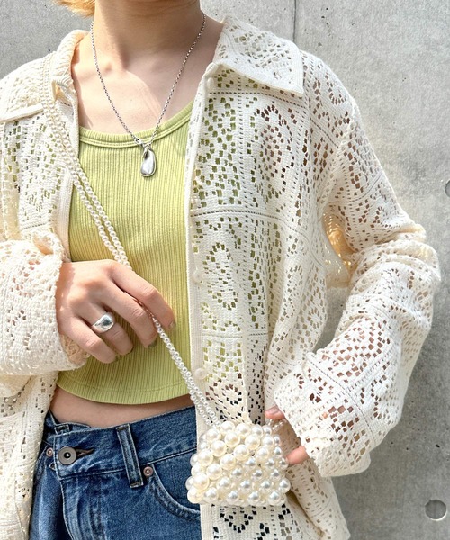 w closet（ダブルクローゼット）の「レースパイピングシャツ
