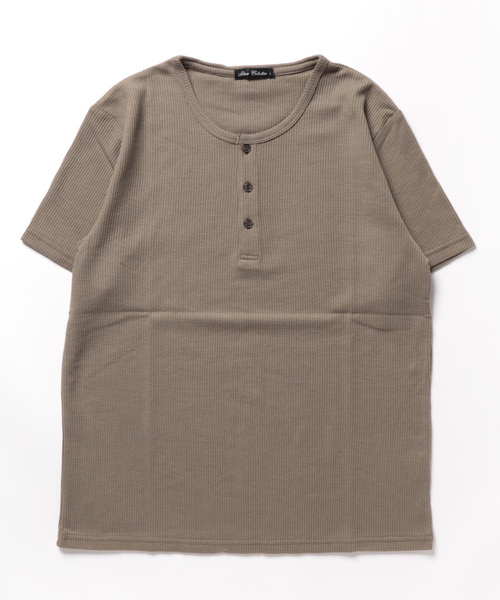 STYLEBLOCK（スタイルブロック）の「TCワッフル3Bヘンリー半袖Tシャツ（Tシャツ/カットソー・メンズ・ホワイト/杢グレー/ブラック/グレイッシュベージュ・L/M/LL）」の9枚目の写真