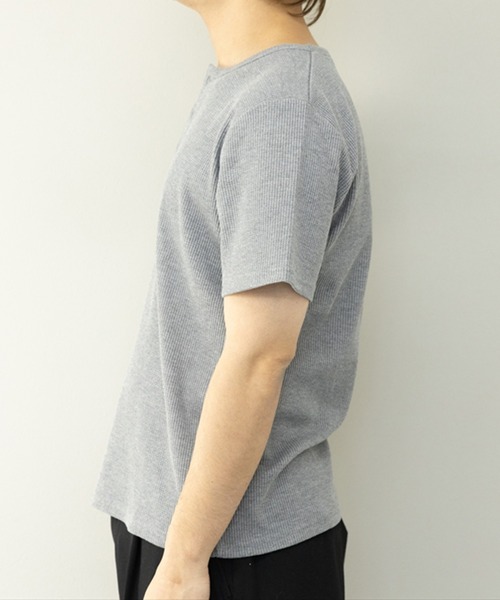 STYLEBLOCK（スタイルブロック）の「TCワッフル3Bヘンリー半袖Tシャツ（Tシャツ/カットソー・メンズ・ホワイト/杢グレー/ブラック/グレイッシュベージュ・L/M/LL）」の12枚目の写真