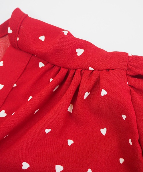 DiamondHearts（ダイヤモンドハーツ）の「ハート柄シフォンシャツ（シャツ/ブラウス・レディース・ブラック/ベージュ/レッド・MEDIUM/LARGE/X-LARGE）」の6枚目の写真