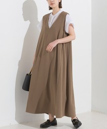 OMNES | 梨地Vネックフレアジャンスカ(ジャンパースカート)