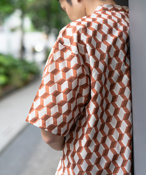 417 EDIFICE(フォーワンセブンエディフィス)の「【AIR RIP/エアリップ】パターンショートスリーブシャツ(シャツ/ブラウス・メンズ・オレンジ/ライトグリーン/アイボリー/ブルー・SMALL/MEDIUM/LARGE)」の19枚目の写真