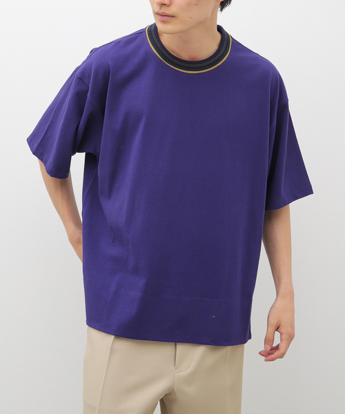 JOURNAL STANDARD（ジャーナルスタンダード）の「ジャガード クルーネックカットソー（Tシャツ/カットソー・メンズ・ホワイト/チャコールグレー/ブラック/パープル・MEDIUM/LARGE）」の4枚目の写真