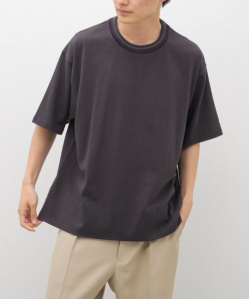 JOURNAL STANDARD（ジャーナルスタンダード）の「ジャガード クルーネックカットソー（Tシャツ/カットソー・メンズ・ホワイト/チャコールグレー/ブラック/パープル・MEDIUM/LARGE）」の3枚目の写真