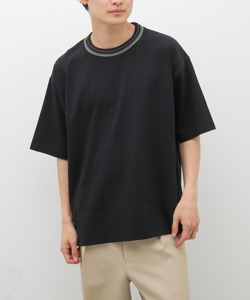 JOURNAL STANDARD（ジャーナルスタンダード）の「ジャガード クルーネックカットソー（Tシャツ/カットソー・メンズ・ホワイト/チャコールグレー/ブラック/パープル・MEDIUM/LARGE）」の2枚目の写真