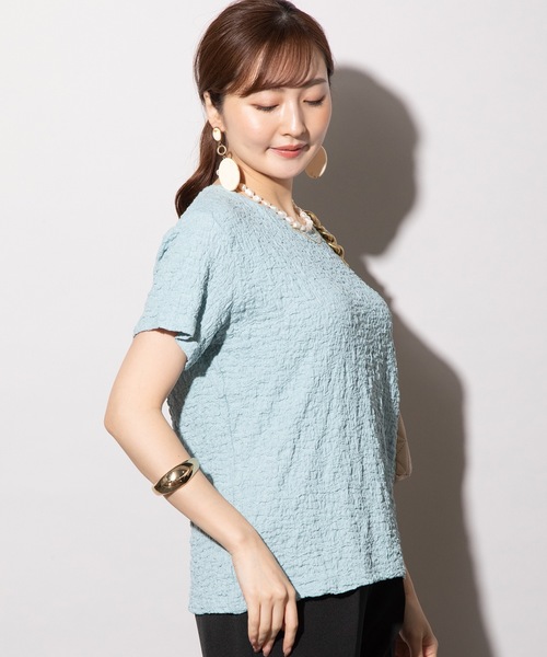 MHBG TOKYO（エムエイチビージートーキョー）の「ぽこぽこジャガード半袖カットソー（Tシャツ/カットソー・レディース・ブラック/オフホワイト/イエロー/ブルー・FREE）」の17枚目の写真