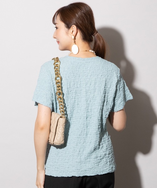 MHBG TOKYO（エムエイチビージートーキョー）の「ぽこぽこジャガード半袖カットソー（Tシャツ/カットソー・レディース・ブラック/オフホワイト/イエロー/ブルー・FREE）」の18枚目の写真