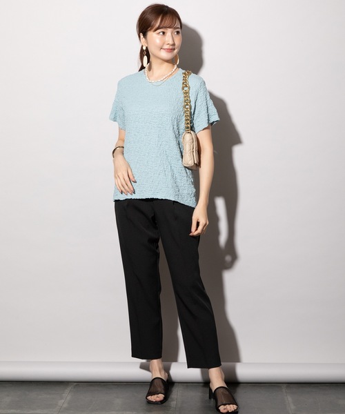 MHBG TOKYO（エムエイチビージートーキョー）の「ぽこぽこジャガード半袖カットソー（Tシャツ/カットソー・レディース・ブラック/オフホワイト/イエロー/ブルー・FREE）」の20枚目の写真
