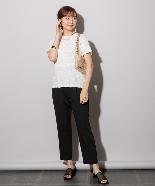 MHBG TOKYO（エムエイチビージートーキョー）の「ぽこぽこジャガード半袖カットソー（Tシャツ/カットソー・レディース・ブラック/オフホワイト/イエロー/ブルー・FREE）」の15枚目の写真