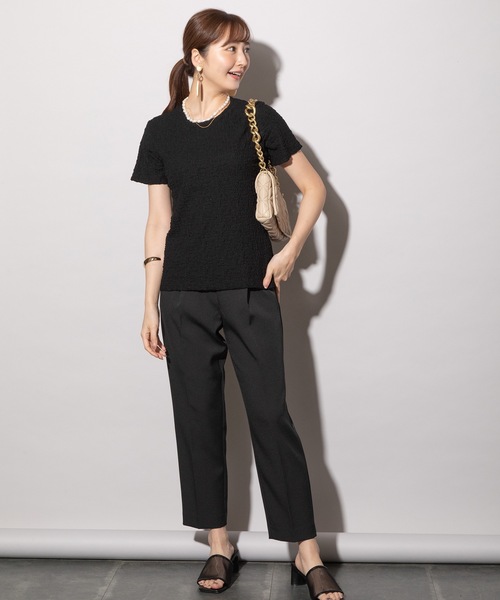 MHBG TOKYO（エムエイチビージートーキョー）の「ぽこぽこジャガード半袖カットソー（Tシャツ/カットソー・レディース・ブラック/オフホワイト/イエロー/ブルー・FREE）」の10枚目の写真