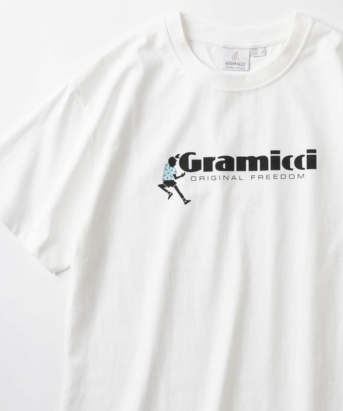 Gramicci（グラミチ）の「【GRAMICCI/グラミチ】DANCING MAN ブランドロゴプリント 半袖Tシャツ/クルーネックTシャツ（Tシャツ/カットソー・メンズ・ブラック/ホワイト/グレイッシュブルー・L/M）」の2枚目の写真