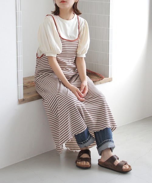 Crisp(クリスプ)の「ボーダーバイカラーキャミワンピース(ワンピース・レディース・ブラウン/グリーン/ネイビー・FREE)」の2枚目の写真