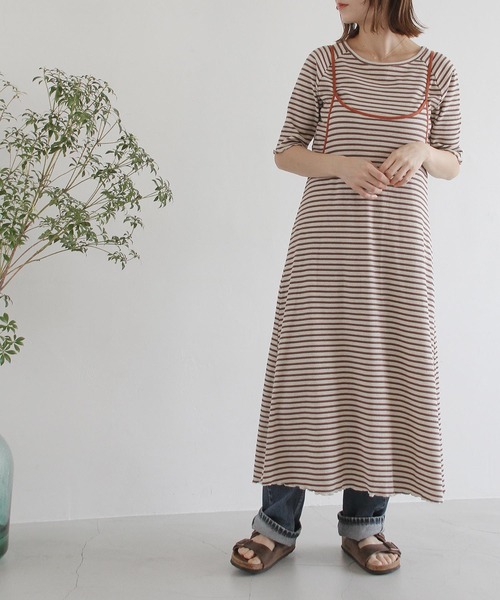 Crisp(クリスプ)の「ボーダーバイカラーキャミワンピース(ワンピース・レディース・ブラウン/グリーン/ネイビー・FREE)」の10枚目の写真