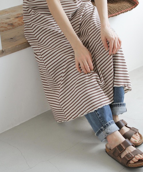 Crisp(クリスプ)の「ボーダーバイカラーキャミワンピース(ワンピース・レディース・ブラウン/グリーン/ネイビー・FREE)」の11枚目の写真